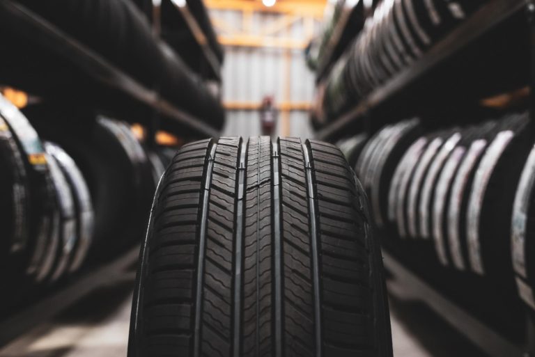 Tyres on shelves